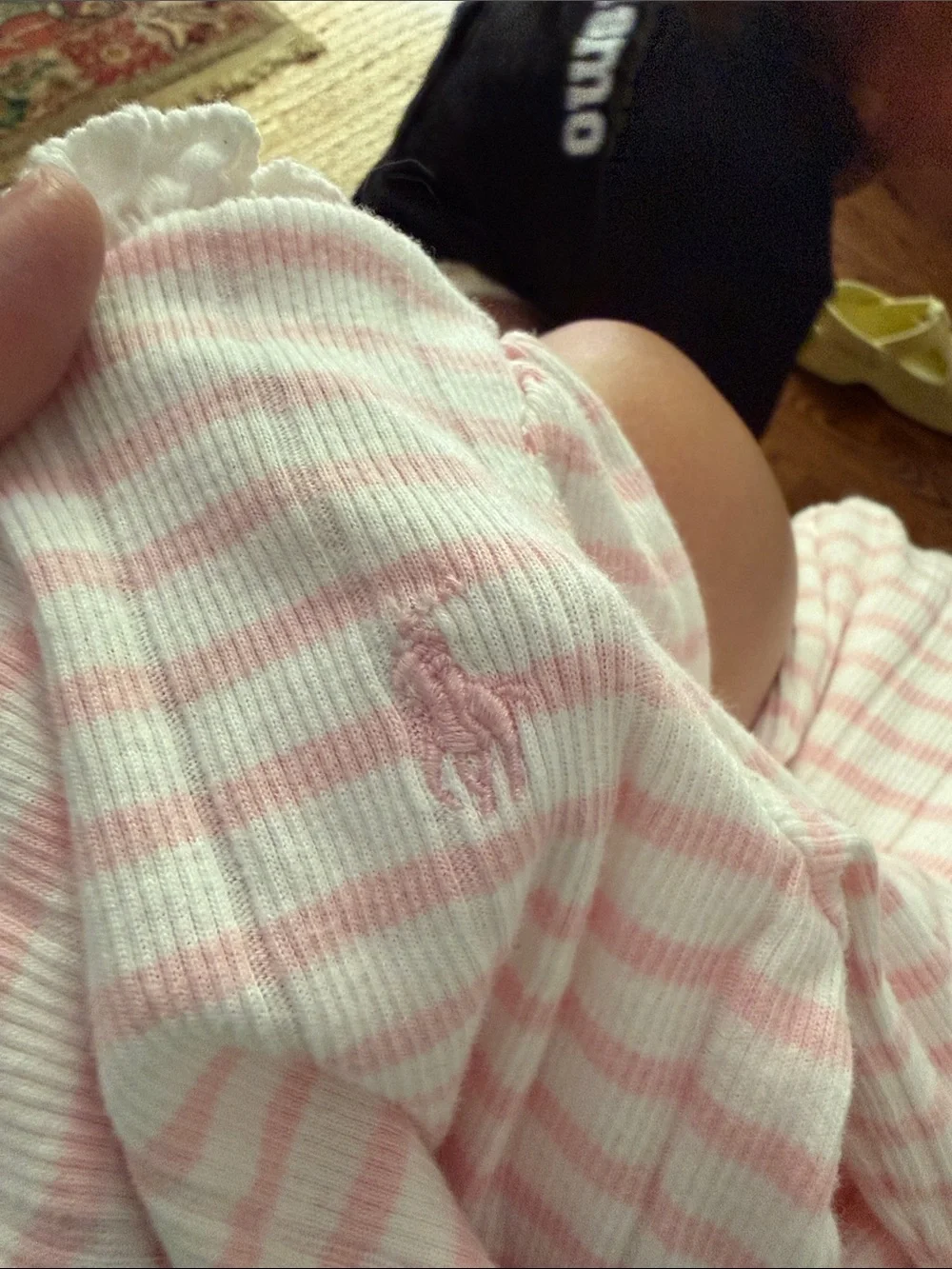 Ralph Lauren Pink & Cream Striped Ruffle-Trim One-Piece